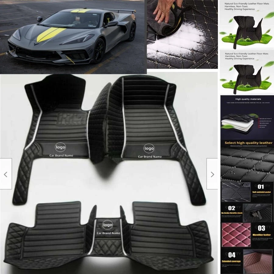 For Chevrolet Corvette Car Floor Mats Carpets Cargo Liners Custom All Weather - Image 2 of 4