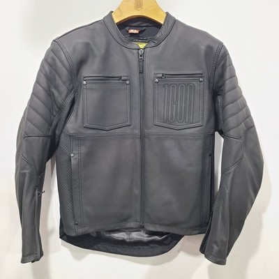 Icon 1000 Axys Black Leather Motorcycle Jacket XL Insulated Liner