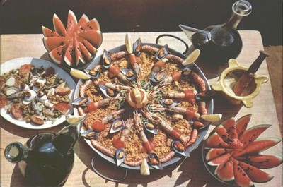 Alicante Spanien Arroz a la Alicantina Paella Essen Postkarte 50er Zerkowitz