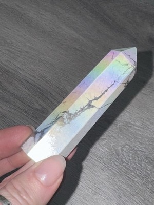  Beautiful Rainbow Aura Titanium Howlite Tower #1