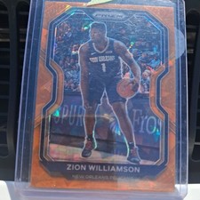 Zion Williamson 2020-21 Panini Prizm Orange Cracked Ice #185 New Orleans SSP pel