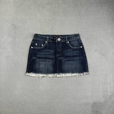 Y2K Vanilla Star Dark Washed Mini Skirt w embroidered pocket