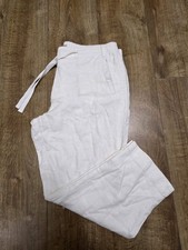 Marks And Spencer Women's White Drawstring Cropped Trousers Uk Size 10 Used