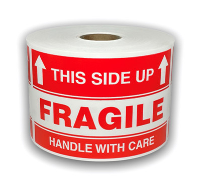 3X5,THIS SIDE UP/FRAGILE/HANDLE WITH CARE, 500 labels per roll, 1-12 Rolls