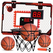 Mini Basketball Hoop Indoor, Over The Door Basketball Hoops with Led red