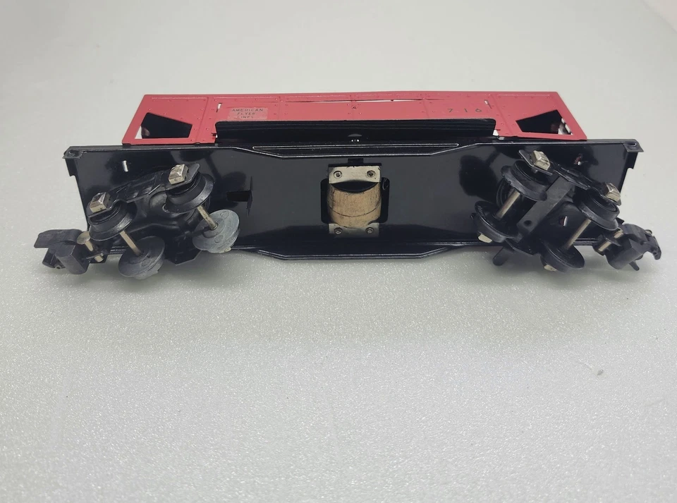 American Flyer #716 Red Side Dump Car S-Gauge Contact Rails 1946 - Never Used - Image 2 of 4