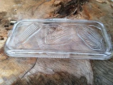 Federal Glass Refrigerator Lid Replacment Clear Glass Vegetable Stamped MCM