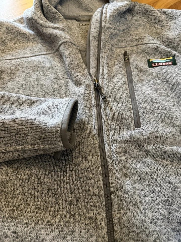 LL BEAN Sweater Fleece Full Zip Jacket Sweater Men's XL Reg Slightly Fitted Gray - Image 2 of 4