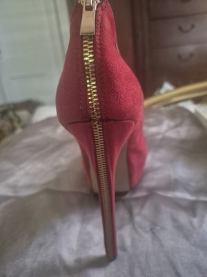Red Stiletto Open Toe Platform Heels Zipper Detail Size 11