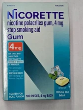 Nicorette 4mg Stop Smoking Aid Gum - White Ice - 100ct  (2028/03)