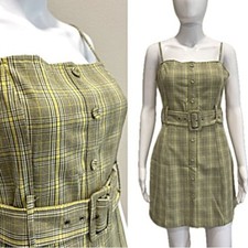Urban Outfitters Plaid Pinafore Size Small Belted School Girl Y2K Overalls Dress