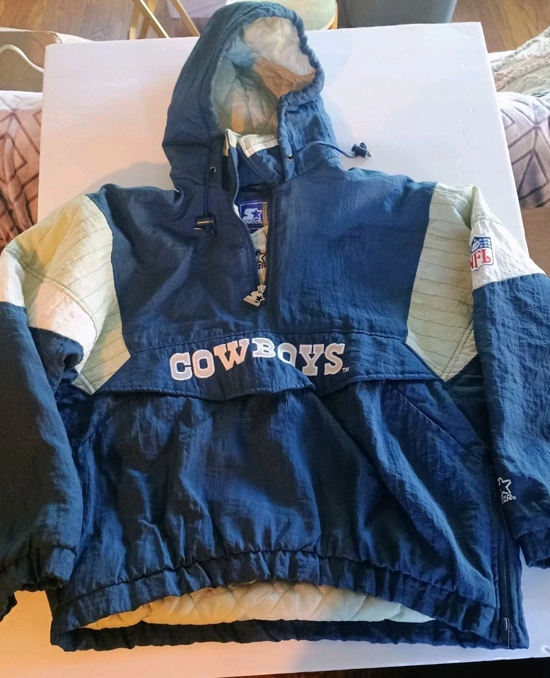 Винтажный стартер NFL Даллас ковбои Anorak куртка размер средний винтажный 1990-х молнии темно-синий - Изображение 2 из 4