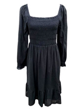 J. Crew Midi Dress Medium Black Swiss Dot Ruffles Whimsigoth Dark Academia