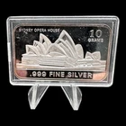 Silver 10 GRAM Bar .999 Fine Silver Sydney Opera House Plastic Case #1