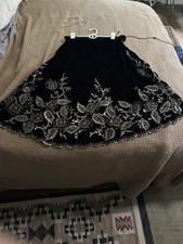 Vintage 80's Black and Gold Floral Tulle Maxi Skirt Mylesport Size 26