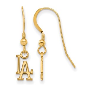 Authentic Gold Plated Sterling Silver MLB LogoArt Los Angeles Dodgers Dangle Earrings