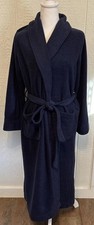 L.L. Bean Women's Fleece Plush Robe Small Petite Navy Blue Belted Pockets Cozy