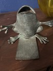 VTG Pair of 2 SPI Bronze Patina Cast Metal Singing Frog Open Mouth Bookends — photo 5