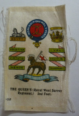 1916 Godfrey Phillips B.D.V Cigarette Silks Regimental Queen's West Surrey #102