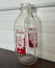 Vintage Borden's Bordens Glass Milk Bottle w Elsie the Cow Red Logo