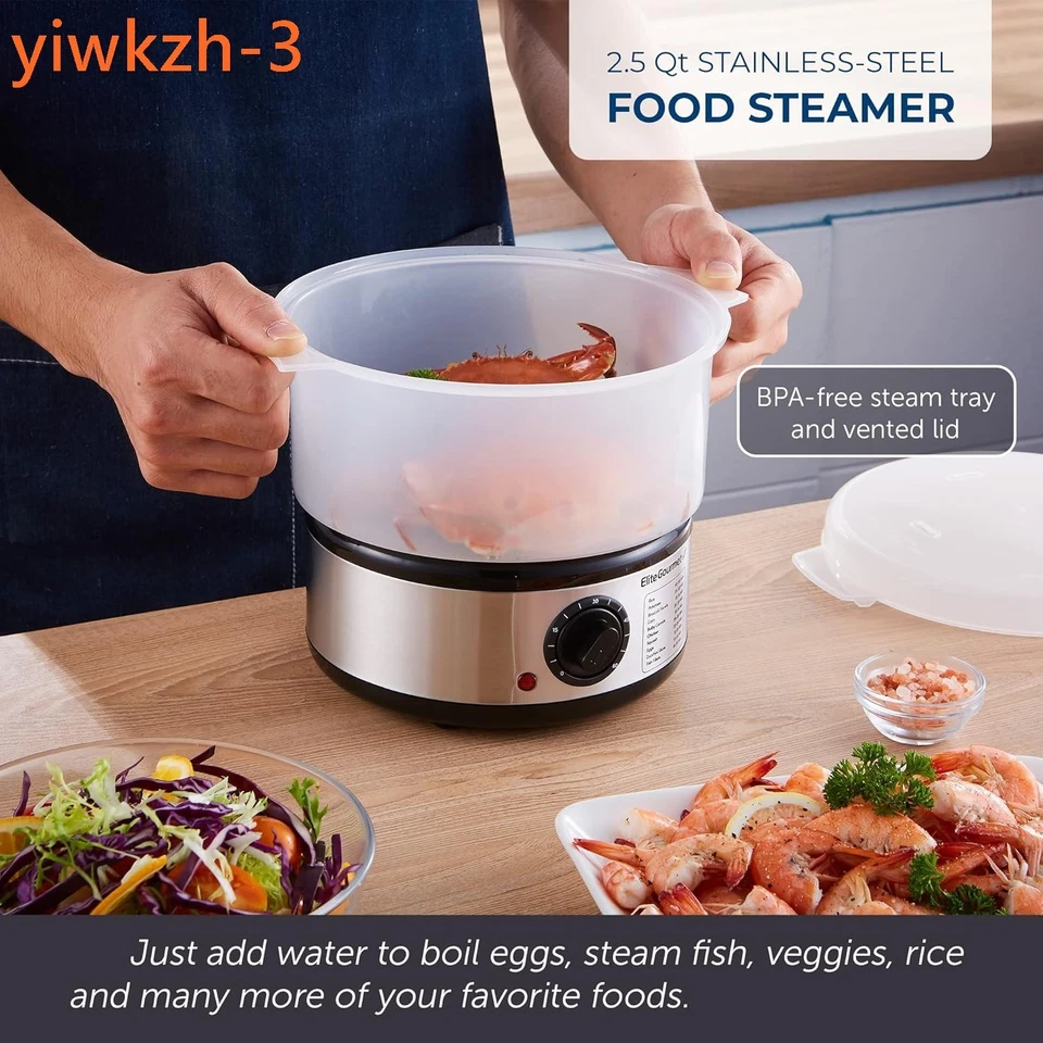 2.5 Quart Electric Compact Mini Food Vegetable Steamer, 400W with BPA-Free Tray, - Image 2 of 4