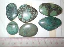Turquoise Stone Flat Free Form Cabochon 183 Carat 6 pieces 36.6 gram Lot A