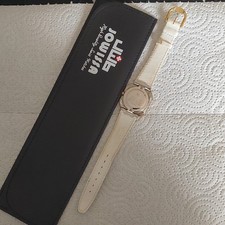 Jowissa Damen Armbanduhr Quarz, Lederband weiß, Gehäuse gold, Box