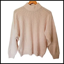 Premier MODA Vintage 70s Angora Rabbit Hair Silk Sweater with Pearl Beading M Me