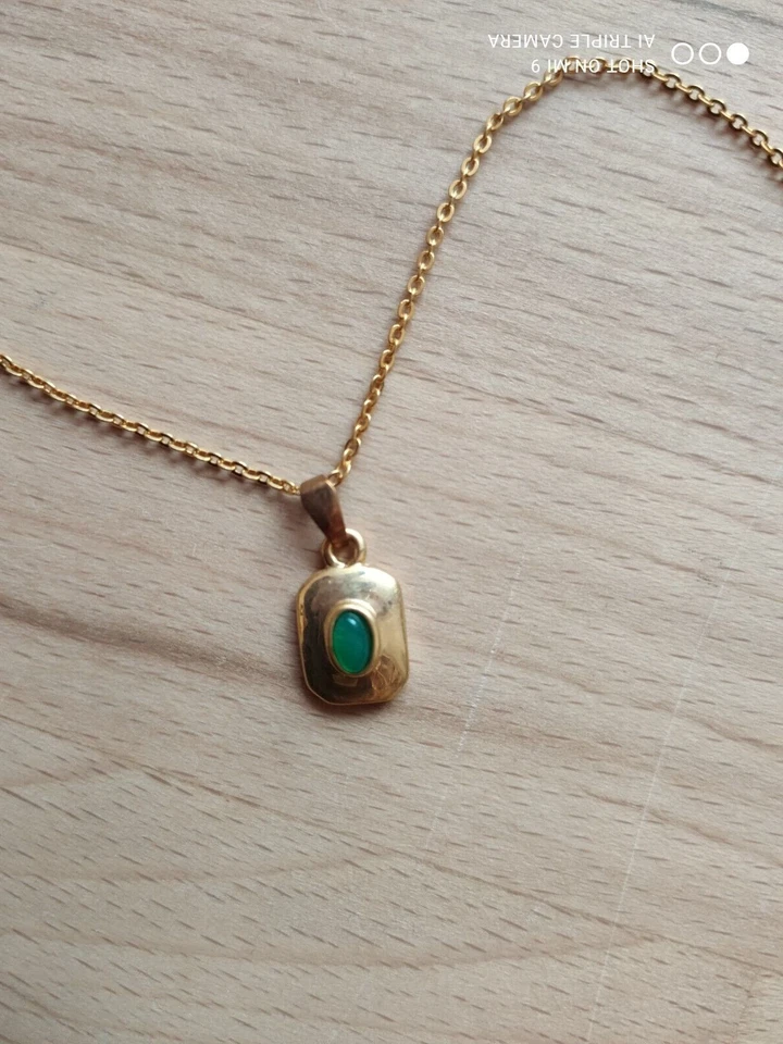 "BUGOR Classic Kollektion" Schmuck Kette mit "Grünen Achat" vergoldet OVP - Bild 3 von 4