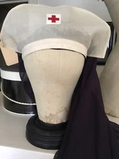 RARE WWII Antique Vintage Red Cross Nurse Cap With Long Scarf Vry Good Cd MUSEUM