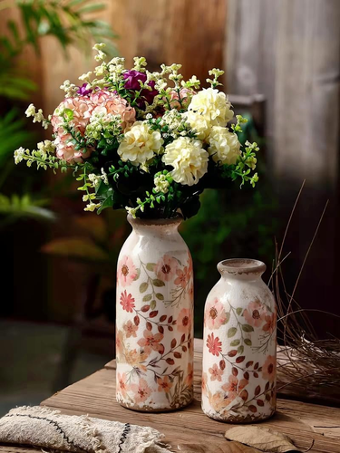 Jarrón pequeño de cerámica vintage, decoración rústica de granja, florero decorativo para el hogar para ti - Imagen 8 de 12