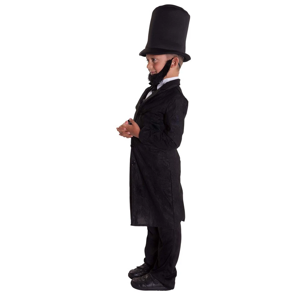 Disfraz de Abraham Lincoln para niños + sombrero traje de Halloween del presidente de Estados Unidos para niños Foto 2 de 4