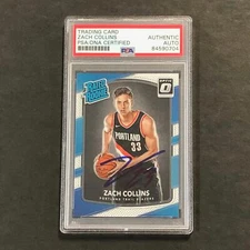 2017-18 Donruss Optic #191 ZACH COLLINS Signed Card AUT0 PSA Slabbed RC Blazers