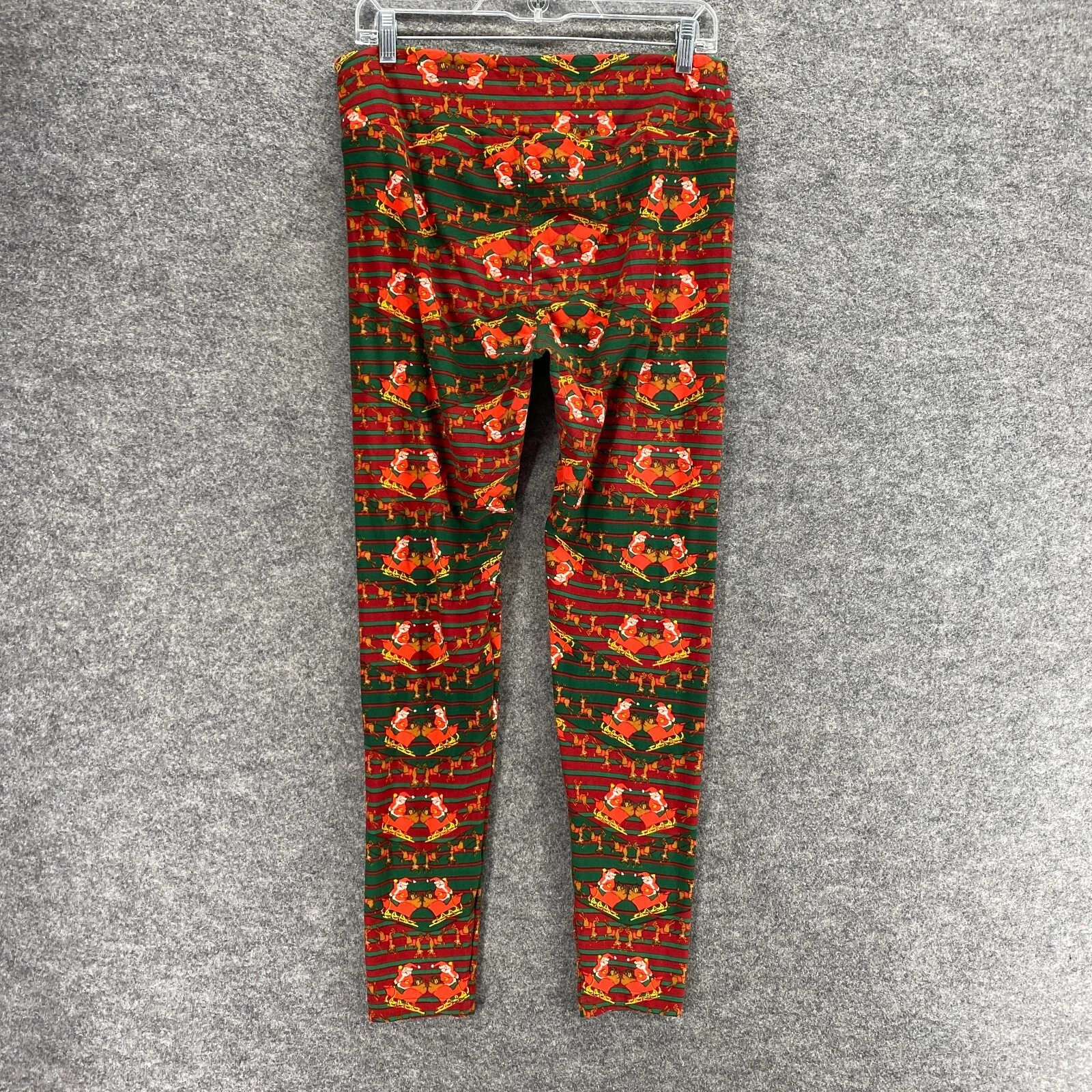 lulaloe striped christmas print tall & curvy pull on leggings