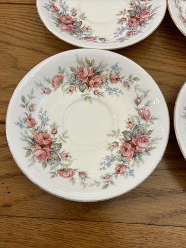 Royal Standard Bone China Rambling Rose Pattern Tea Saucers x 4 - Picture 13 of 19