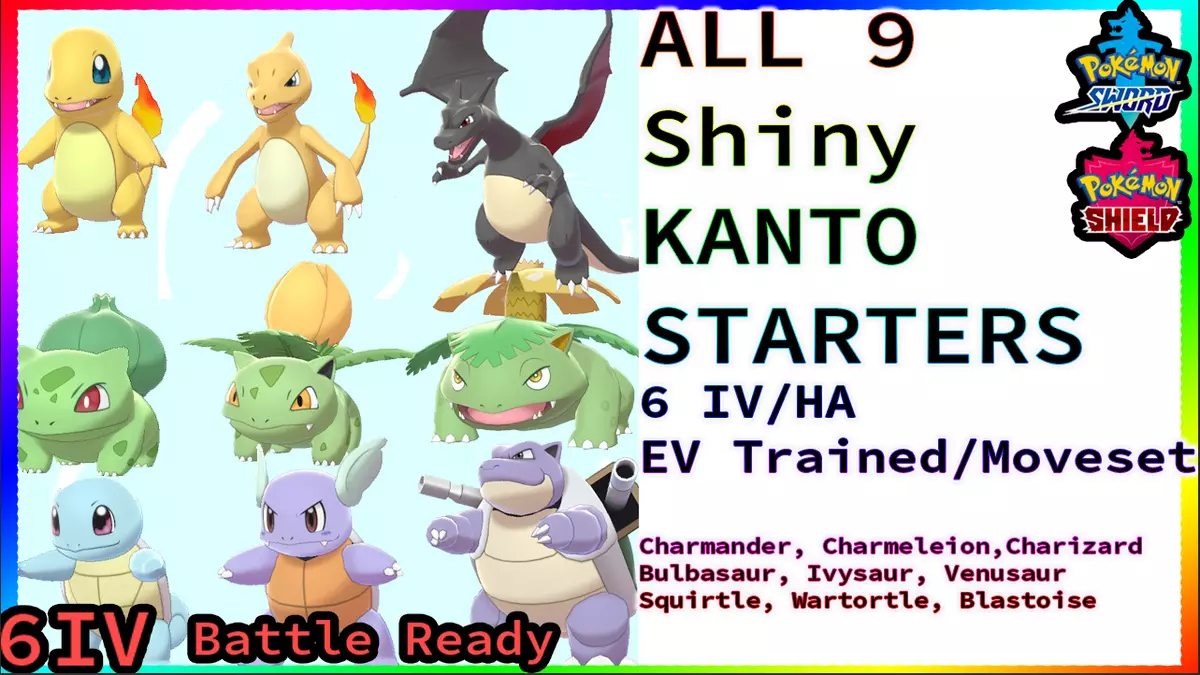 Shiny Bulbasaur/charmander/squirtle Starter Pack 6IV Pokemon 