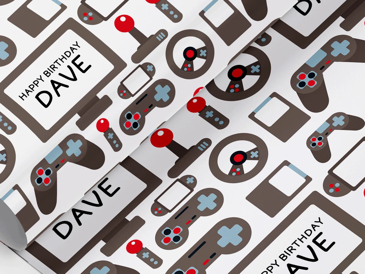 Christmas Wrapping Paper - Christmas Gift Wrap, Gamer Wrapping Paper, Video Game Wrapping Paper, Children's Gift Wrap, Kids Present Wrap - UK