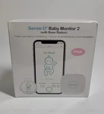 Sense-U Baby Monitor 2 W/Base Station Checks Breathing Movement Temperature Pink