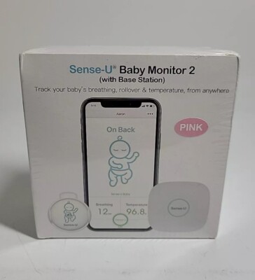 Sense-U Baby Monitor W/Base Station Checks Breathing Movement Temperature  Pink