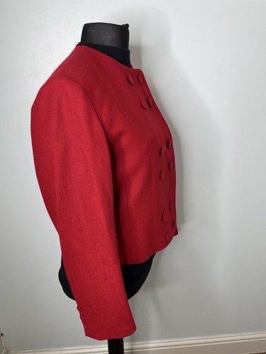 Marcelle Griffon Women Red Vintage pure wool double breasted Blazer jacket Sz42 - Picture 3 of 8