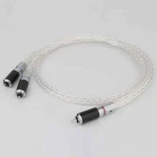 Hi-end 8N OCC Silver Plated Audio Cable RCA to 2 RCA Male Plug Interconnect Wire