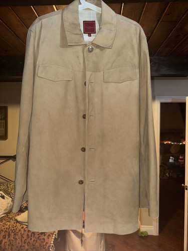 Cole Haan, COLE HAAN Country Vintage Tan Suede Leather Dress Coat Jacket sz LG