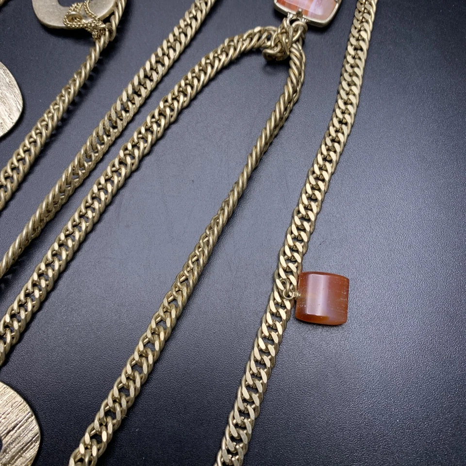 Ожерелье Kenneth Cole удлиненное станция агат драгоценный камень матовое золотистое 66 дюймов - Изображение 3 из 4