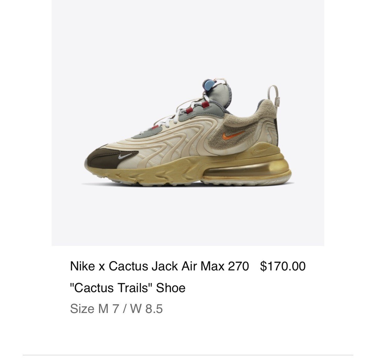 Travis Scott Air Max 270 React ENG Cactus Trail ORDER CONFIRMED