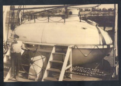 REAL PHOTO ASHTABULA OHIO SS ASHTABULA BRUDE LIFEBOAT BOAT POSTCARD COPY
