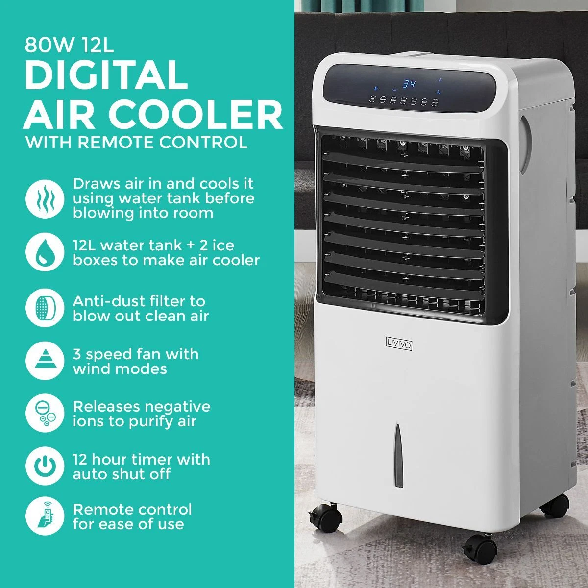 Portable Air Cooler Fan with Remote Control Ice Cold Cooling Conditioner Unit | eBay air cooler fan