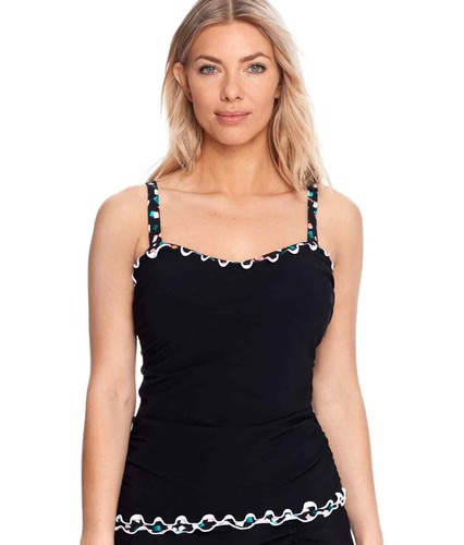 Profile by Gottex BLACK Gin Fizz D-E Cup Bügel Tankini Top, US 36F, UK 36E