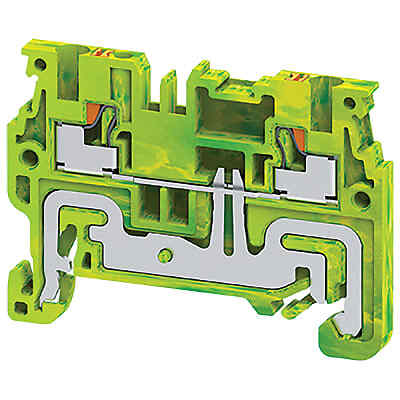2PC ALTECH CORP CPG1.5 DIN Terminal Block,Push-In,Ground,600V,24-16AWG,3.5mm,Ye