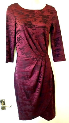 Women's French Connection Zinfandel Stable Jacquard 3/4 Sleeve Wrap Dress 8 UK