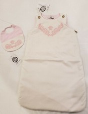 NWT NEW Young Versace Baby girls white logo bunting bag with matching bib
